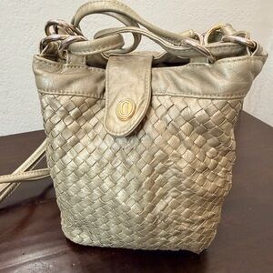 Ganson EUC Vintage Metallic Woven 
buttery Leather Crossbody, Bucket,
Shoulder